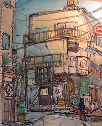 地元の鈴木画伯から味のある荒木町の絵をいただきました。