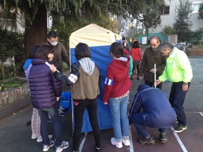 昨年　避難所訓練　四中生ボランティア参加　9月~11月　Refuge training vol