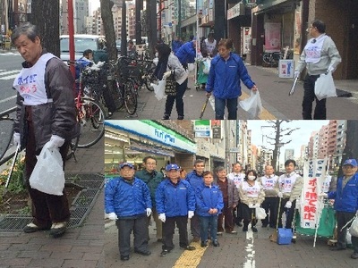 大通り清掃　四谷一二丁目町会青年部
