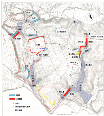 福島城跡の遺構配置図