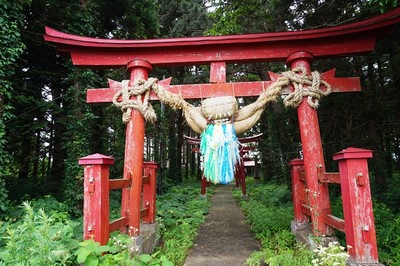 伊沢稲荷神社　鳥居大注連縄
