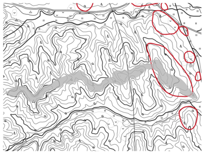 32-第11 図　湯ノ沢館跡踏査範囲（S ＝ 1/30,000）