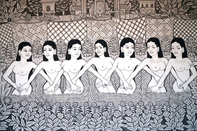 ７人の水浴する少女