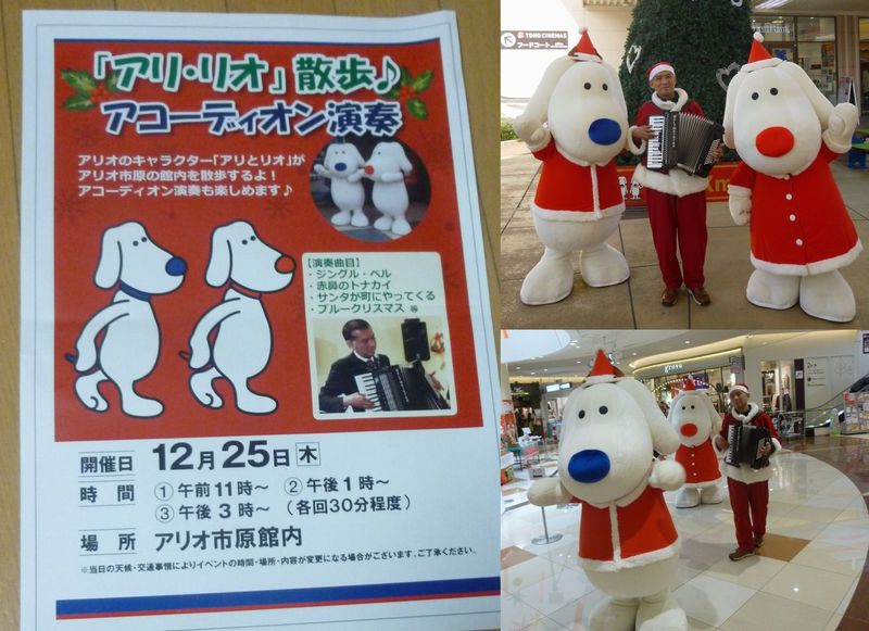クリスマスはサンタの衣装で演奏しました。