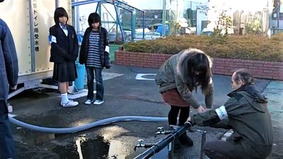 手洗い蛇口設営訓練　