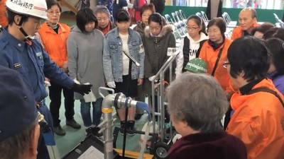 消火スタンドパイプ設営訓練